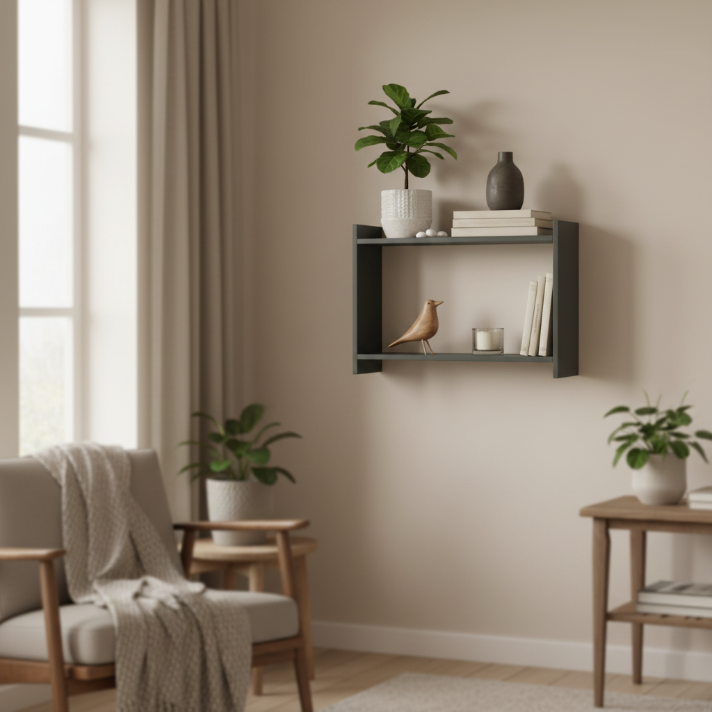 Liten grønn vegghylle til stue eller gang