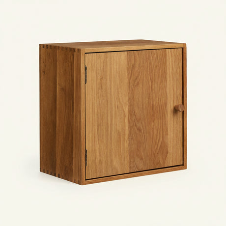 Vegghylle med dør i eik 30 x 30 cm
