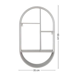 Feira vegghylle oval form i grå stål sett forfra
