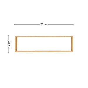 Bambus vegghylle montert over sofa