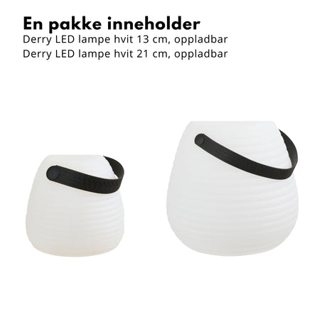 2-pk Derry LED lampe, oppladbar
