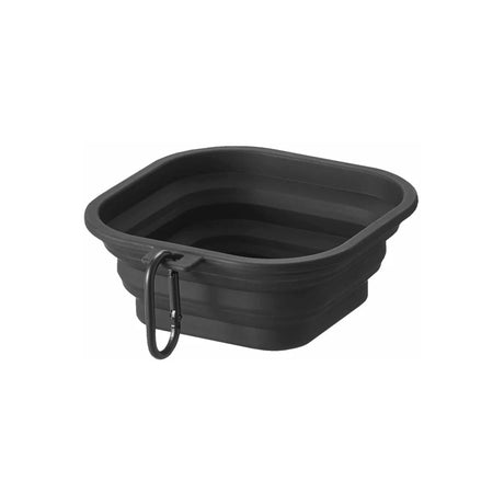 Sammenleggbar hundeskål festet med karabinkrok til ryggsekk