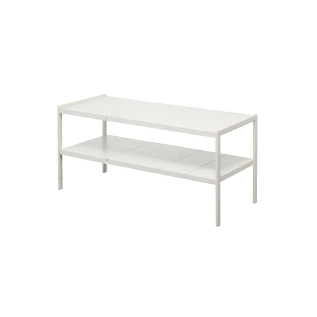 Hvit justerbar under vask organizer med 2 nivåer til skap