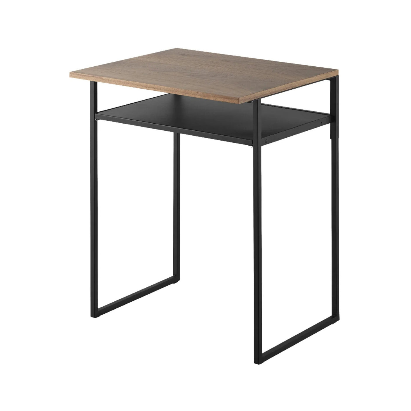 Svart sidebord med treplate og uttrekkbar hylle til stue og hjemmekontor