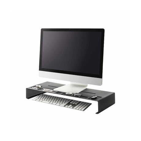 Sort skjermstativ i stål for skrivebord isolert produktbilde