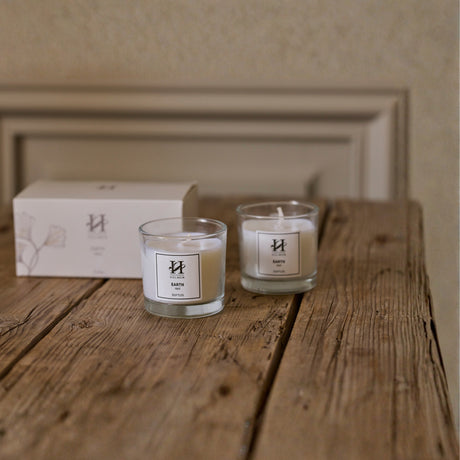 Earth duftlys sett med kirsebær og vanilje i glass