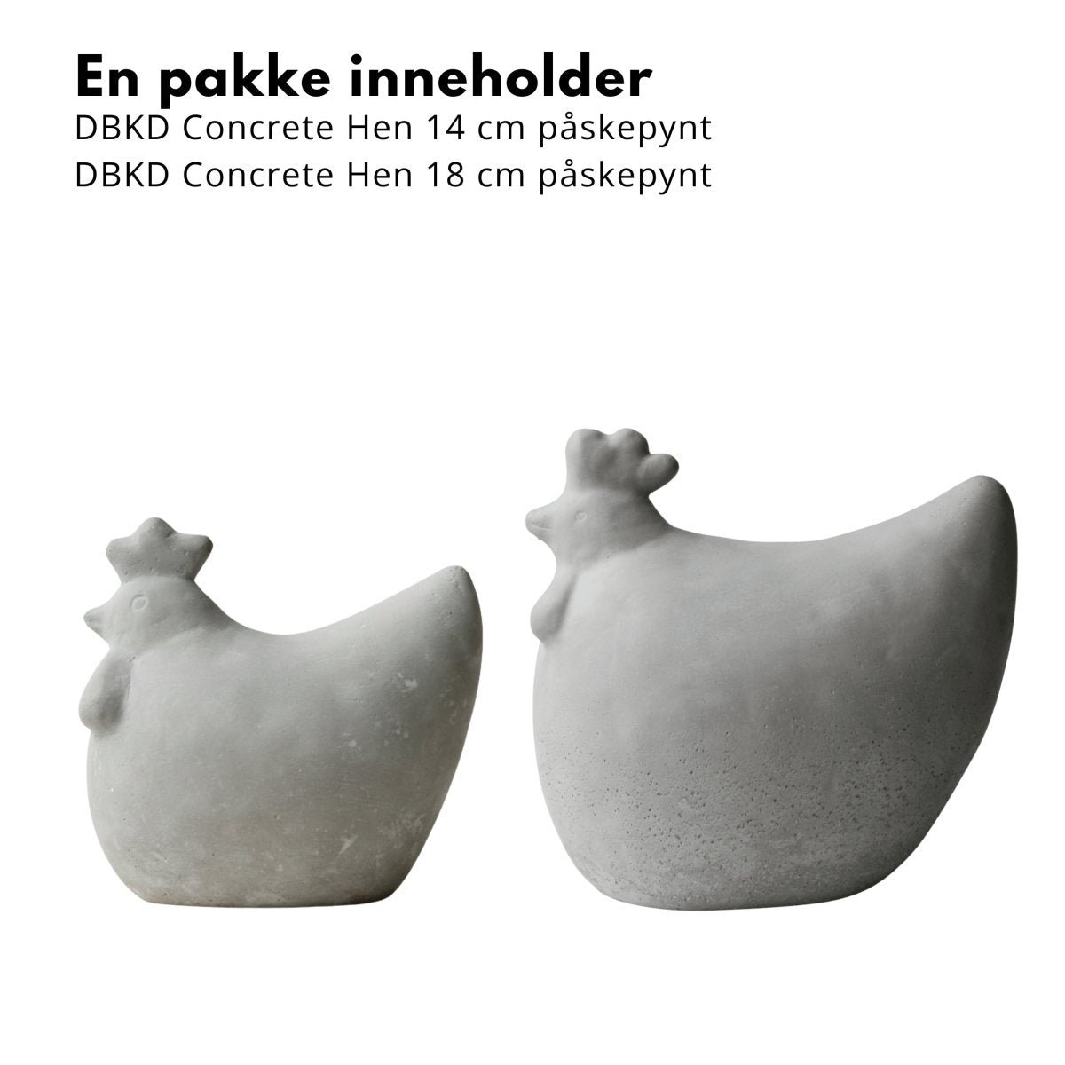 2 - pk DBKD Concrete Hen 14 cm + 18 cm påskepynt - Lindas Dekor