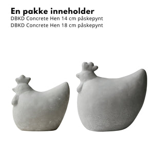 2 - pk DBKD Concrete Hen 14 cm + 18 cm påskepynt - Lindas Dekor