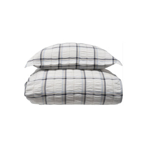 Halvor Bakke Nox sengesett i blå bomullskrepp med klassisk rutemønster