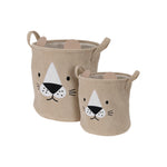 2-pk stofkurve med dyremotiv beige