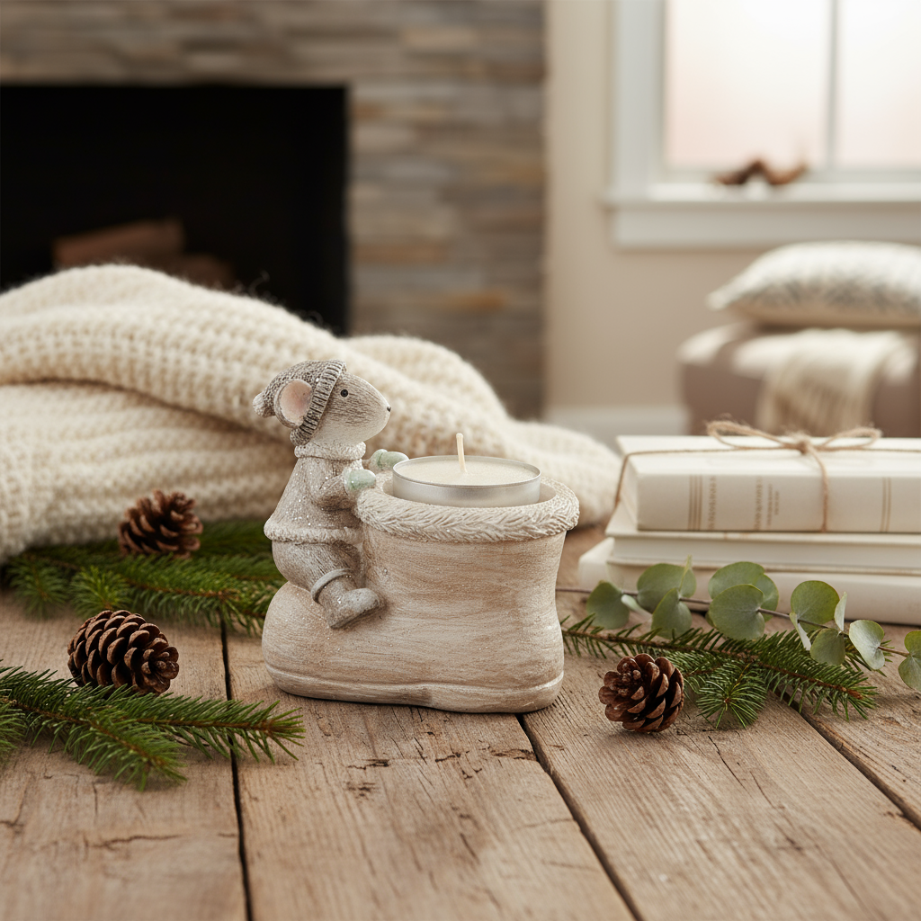 Telysholder mus grå