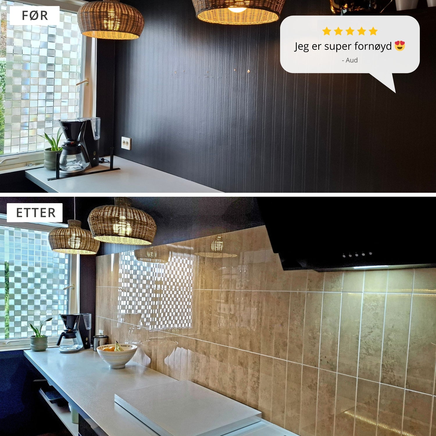 24-pk Louise gloss beige selvklebende veggfliser