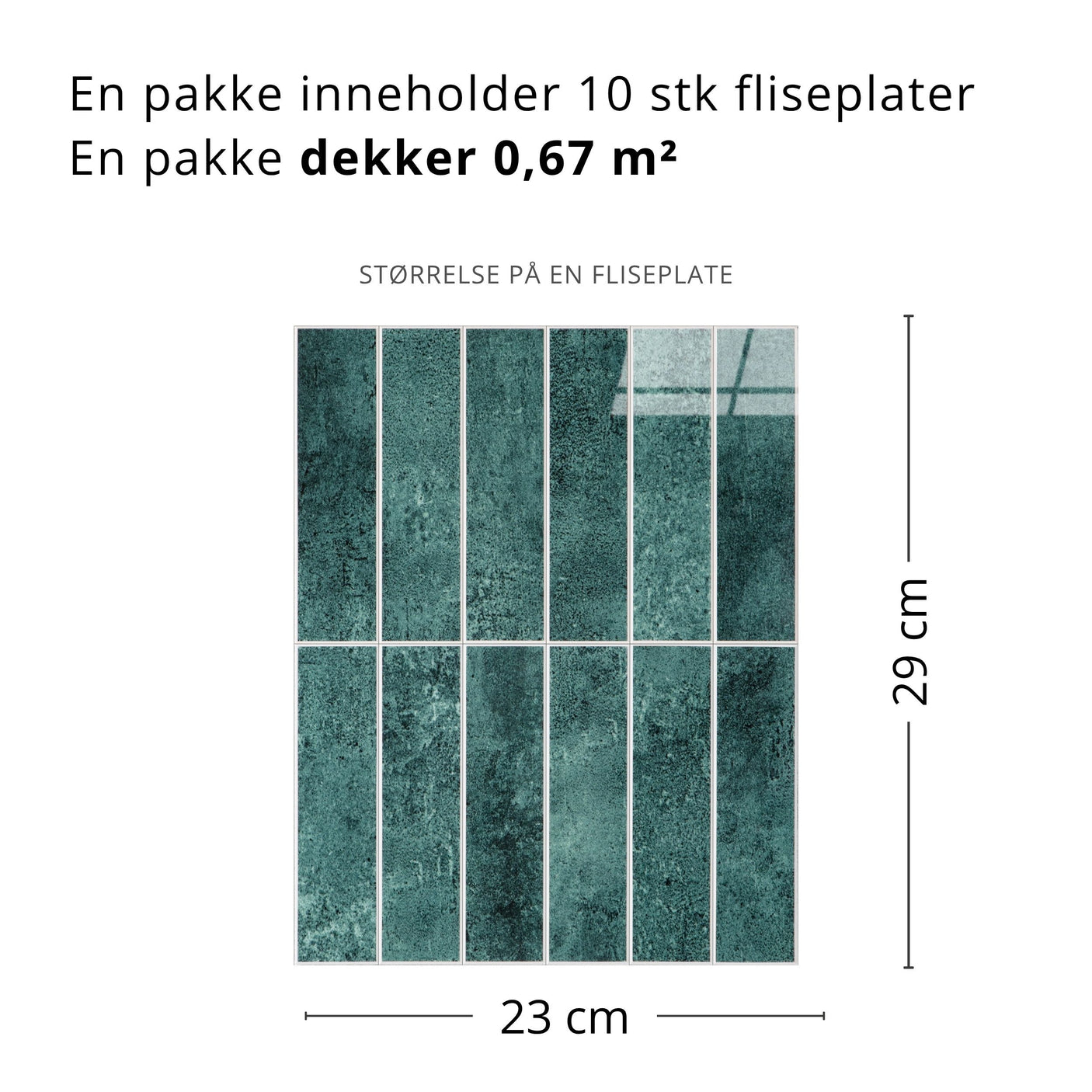 10-pk Alma gloss grønn selvklebende veggfliser
