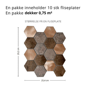10-pk Bente hexagon selvklebende veggfliser