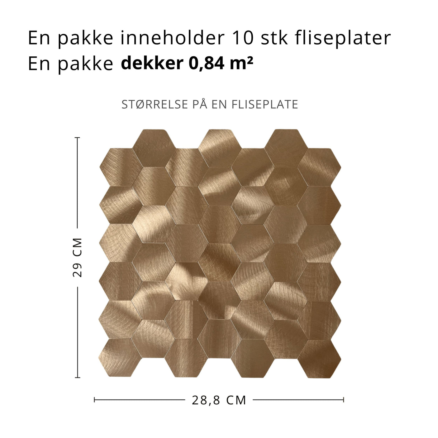 10-pk Børstet kobber medium selvklebende veggfliser