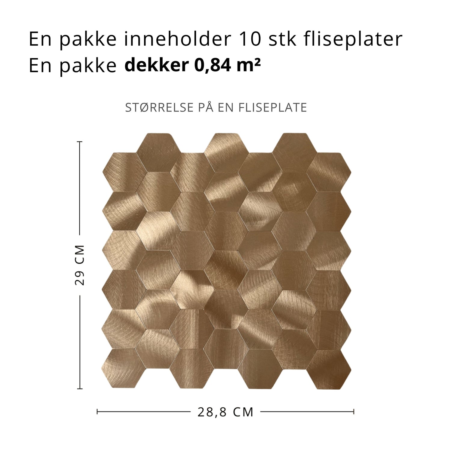 Selvklebende kobberfliser medium størrelse med elegant børstet finish