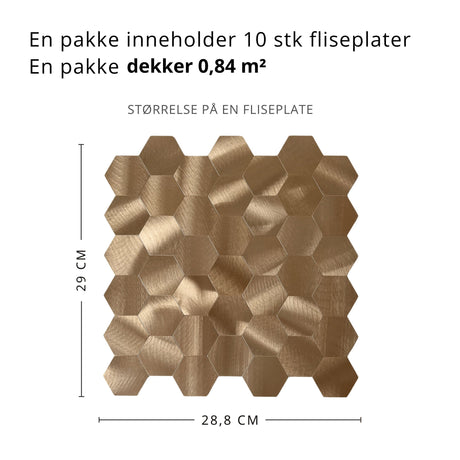 Selvklebende kobberfliser medium størrelse med elegant børstet finish