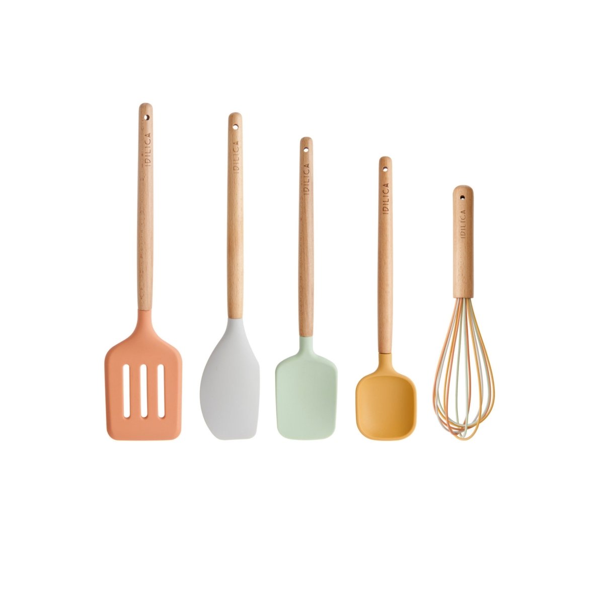5 - pk Kjøkkenredskap i silikon/bøketre - Lindas Dekor