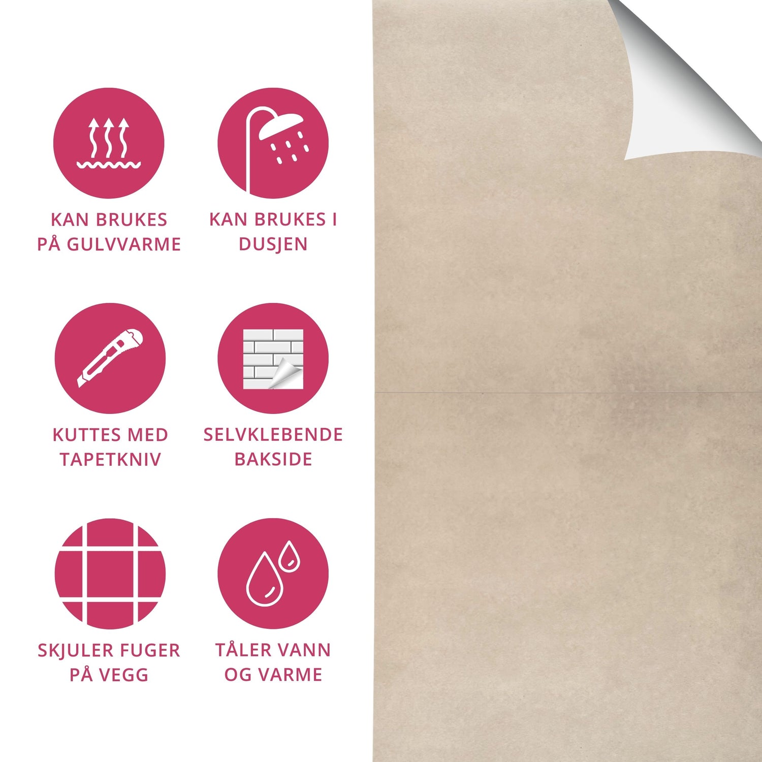 Fliser med matt finish og varme beige nyanser.