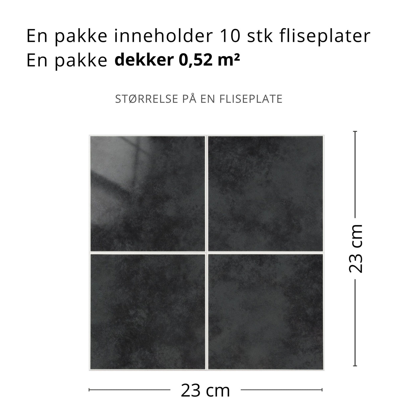10-pk Melina antrasitt selvklebende veggfliser