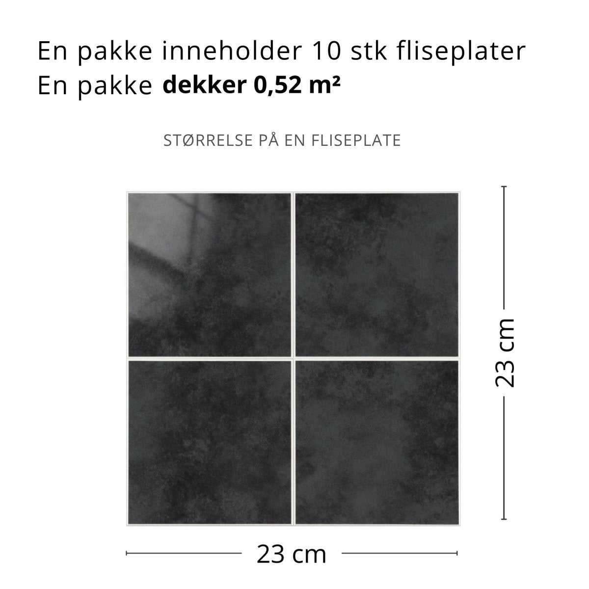 10 - pk Melina antrasitt selvklebende veggfliser - Lindas Dekor