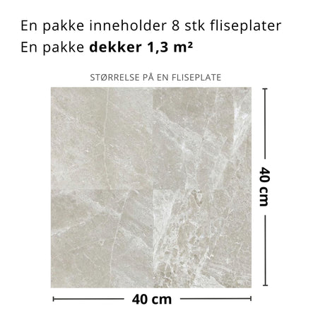 Dusjsone oppgradert med selvklebende fliser i kalkstein-look.