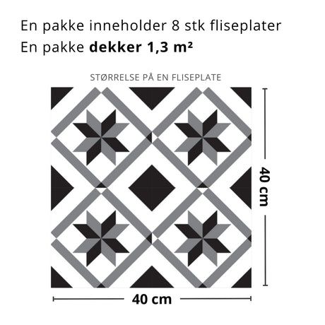 Elegant og tidløs design på selvklebende fliser fra Lindas Dekor. 