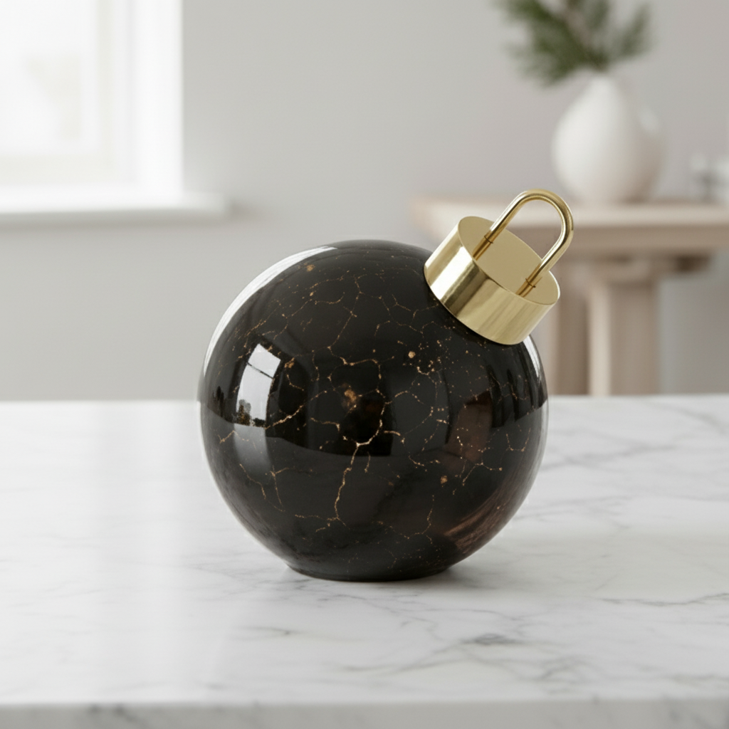 Stor julekule med LED-lys, glass sort