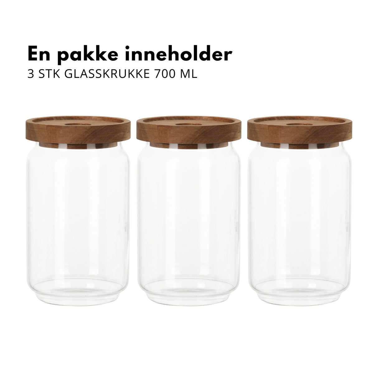 3-pk glasskrukke 700 ml