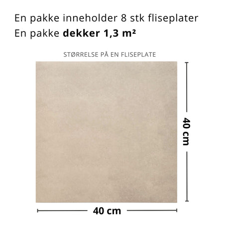 Naturtro selvklebende fliser i betongdesign med varm undertone.