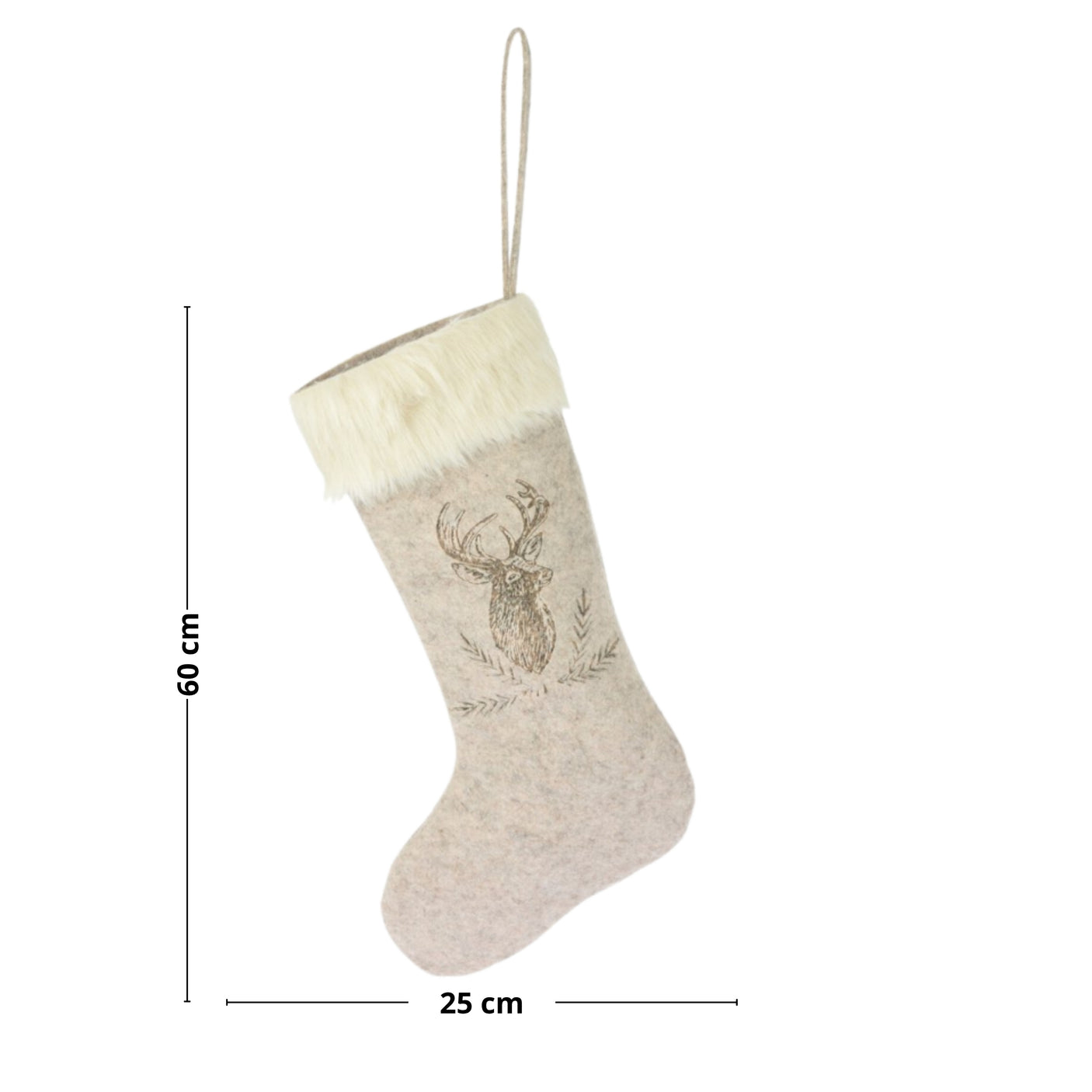 Julestrømpe reinsdyr krem