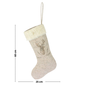 Julestrømpe reinsdyr krem