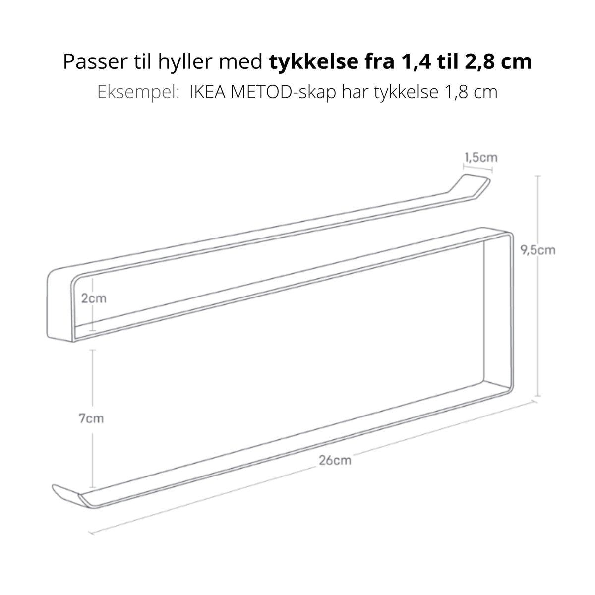 Plassbesparende kjøkkenholder for tørkerull under hylle
