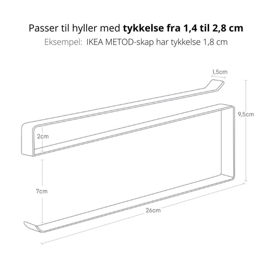 Plassbesparende kjøkkenholder for tørkerull under hylle