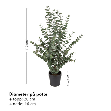 Kunstig eucalyptus tre med fyldige blader og naturtro uttrykk