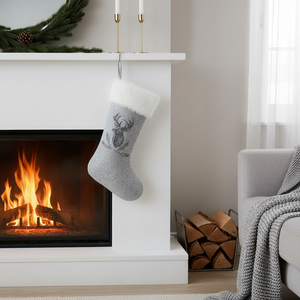 Julestrømpe reinsdyr grå
