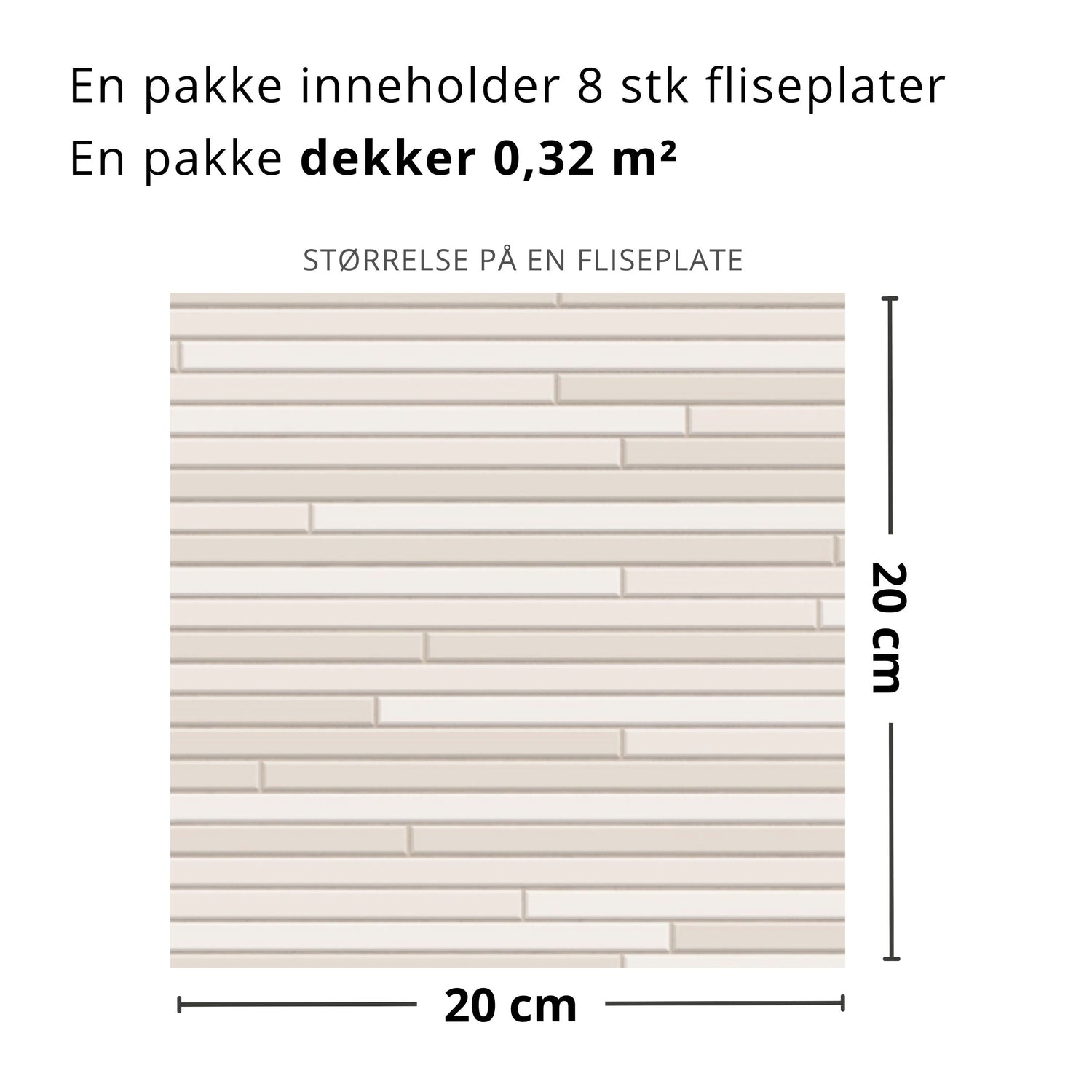 8-pk Drammen selvklebende fliser