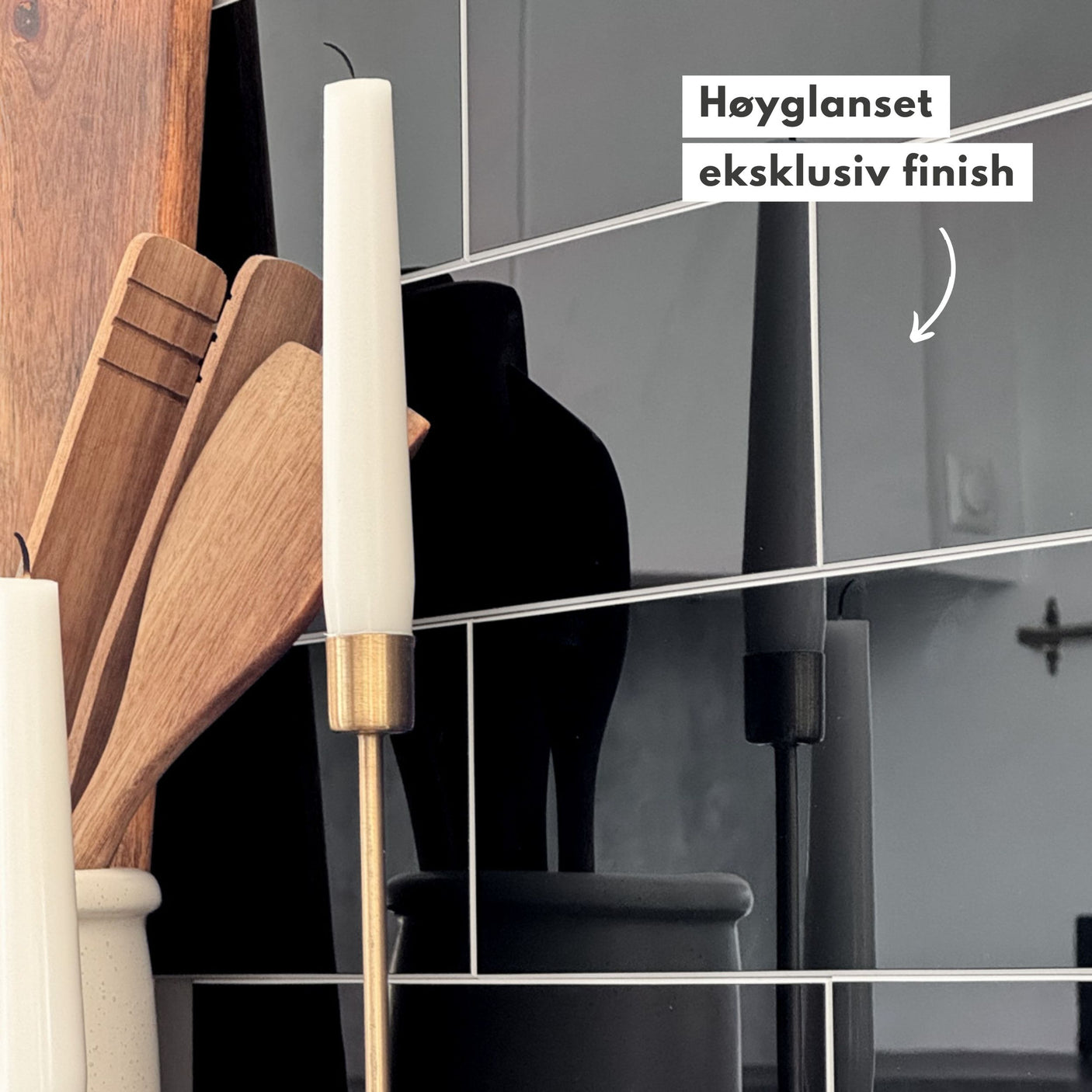 Hailey sort selvklebende veggfliser