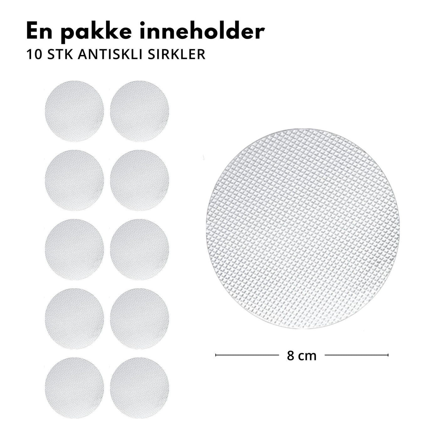 Selvklebende antiskli rund, transparent 10-pk