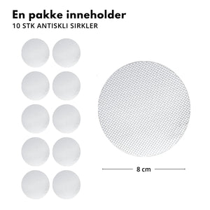 Selvklebende antiskli rund, transparent 10-pk