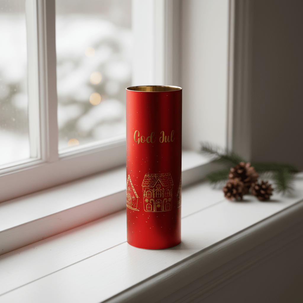 LED-lykta rød God jul 9 x 25 cm - Lindas Dekor