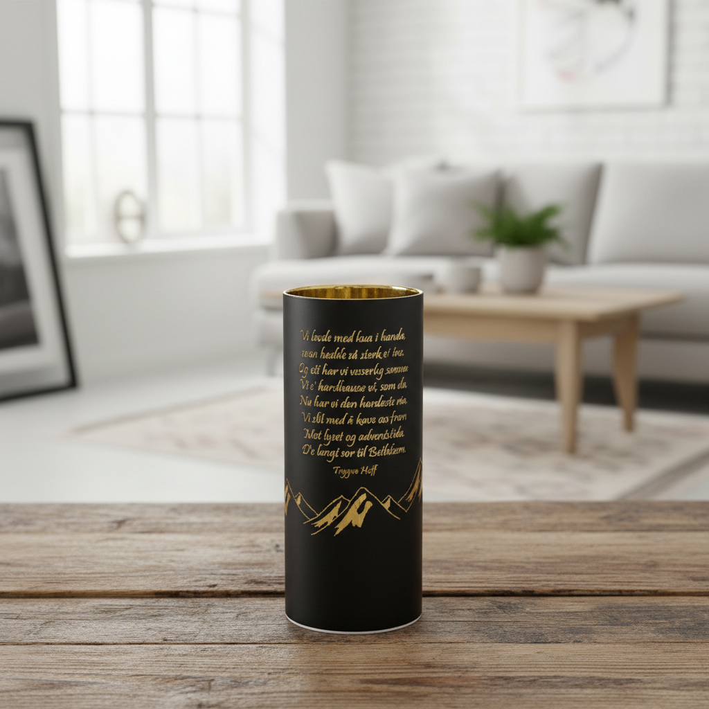 Lyslykt LED Nordnorsk 2 matt sort 8 x 20 cm