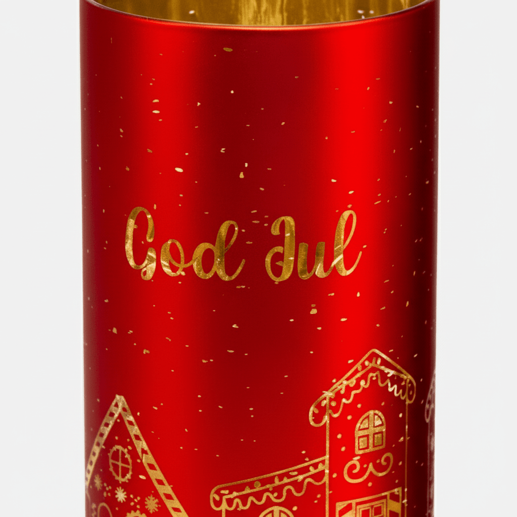 LED-lygte med God jul, rød, 7 x 15 cm - Lindas Dekor