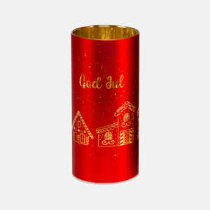 Batteridrevet LED-lykt med julemotiv og gullglød