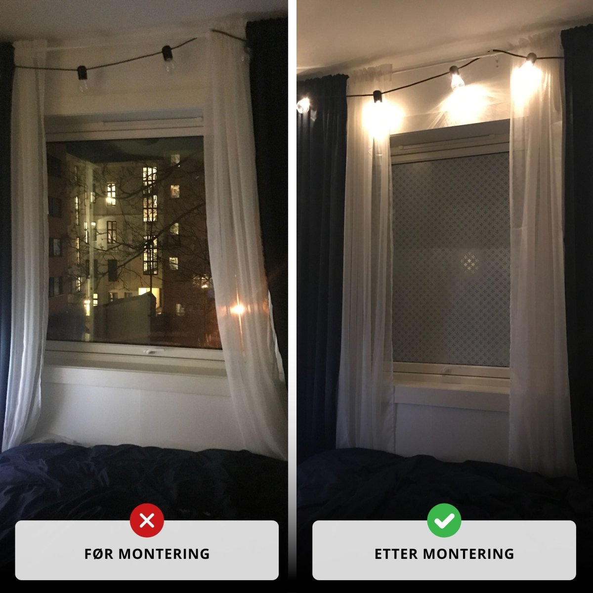 Nærbilde av Static Ally vindusfolie sitt elegante blomsterdesign i frostet finish
