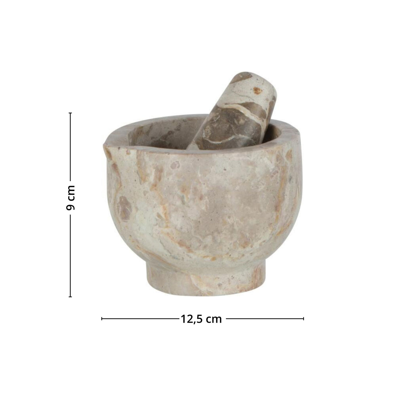 Morter og pistill, beige marmor
