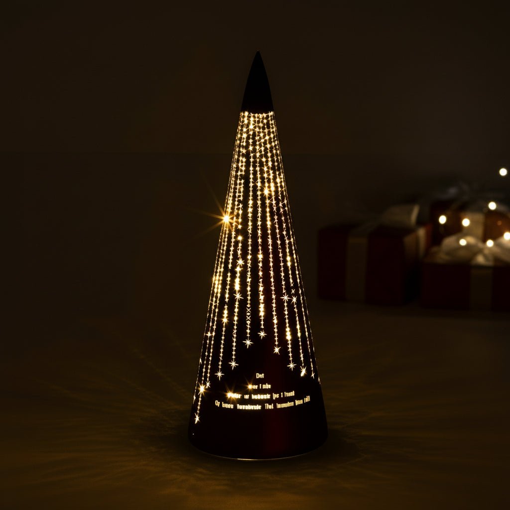 LED-lyslygte "Der lyser..." Rød kegle 30 cm - Lindas Dekor