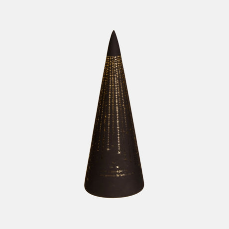 LED-lyslygte "Det lyser..." Sort kegle 25 cm - Lindas Dekor