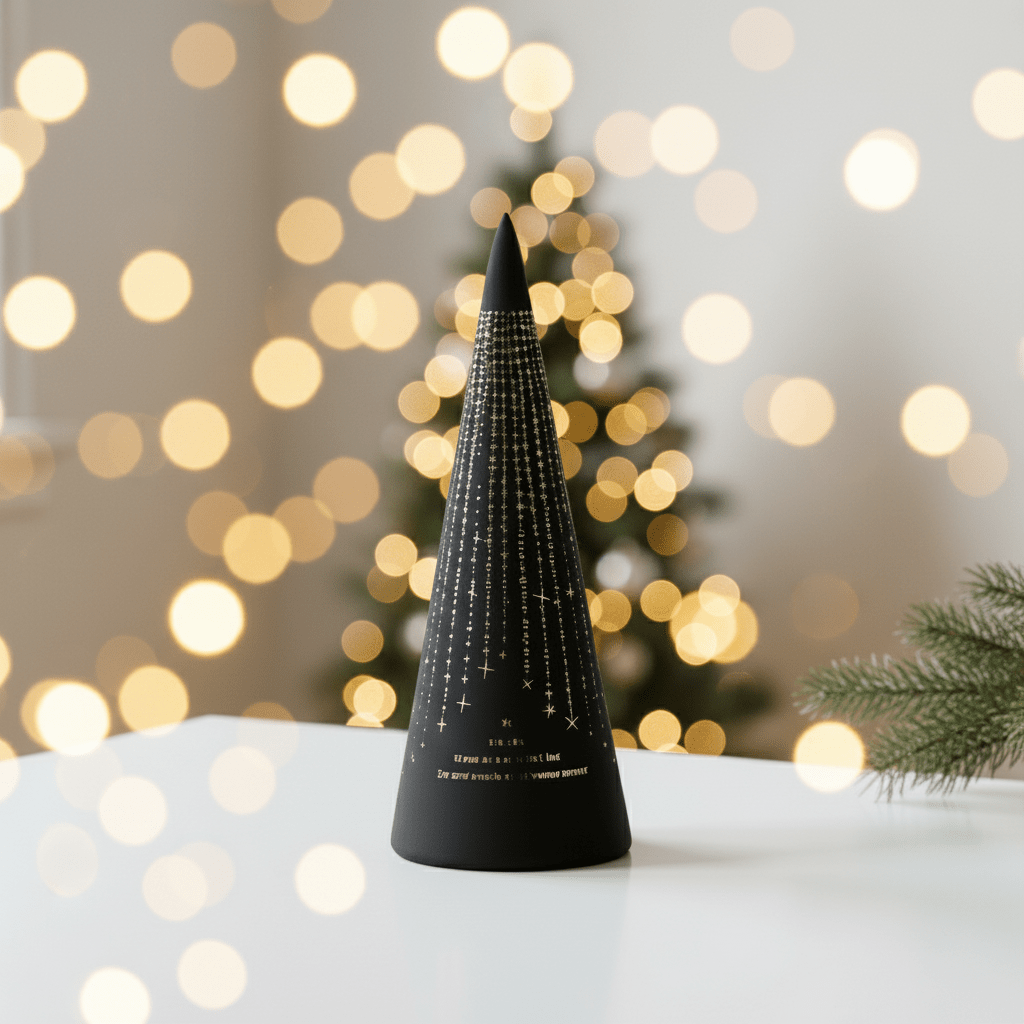 Lyslykt LED "Det lyser..." Sort kegle 25 cm - Lindas Dekor