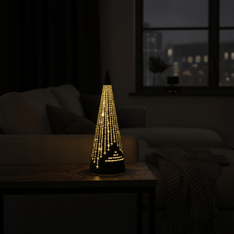 LED-lygte «Det lyser...» Sort kegle 30 cm - Lindas Dekor